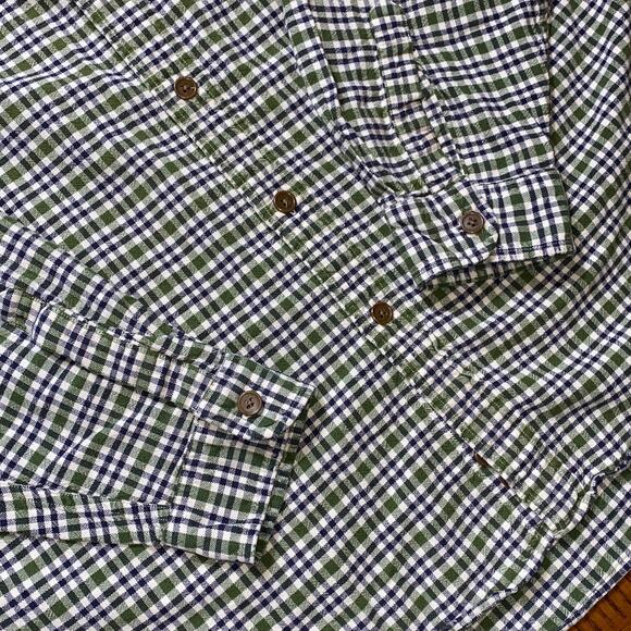 Vintage 90s Abercrombie & Fitch Button Down Green Blue Plaid Check Muscle Large - Picture 2 of 11